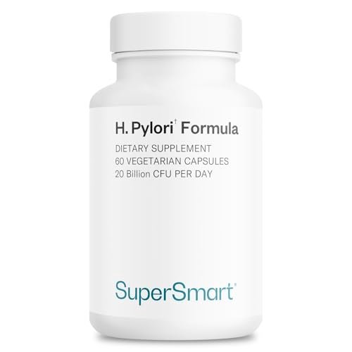 Supersmart H. Pylori Formula 20 Milliarden KBE pro Tag – Natürliches probiotisches Lactobacillus Reuteri DSM 17648 Nahrungsergänzungsmittel | Non-GMO & Glutenfrei – 60 vegane Kapseln