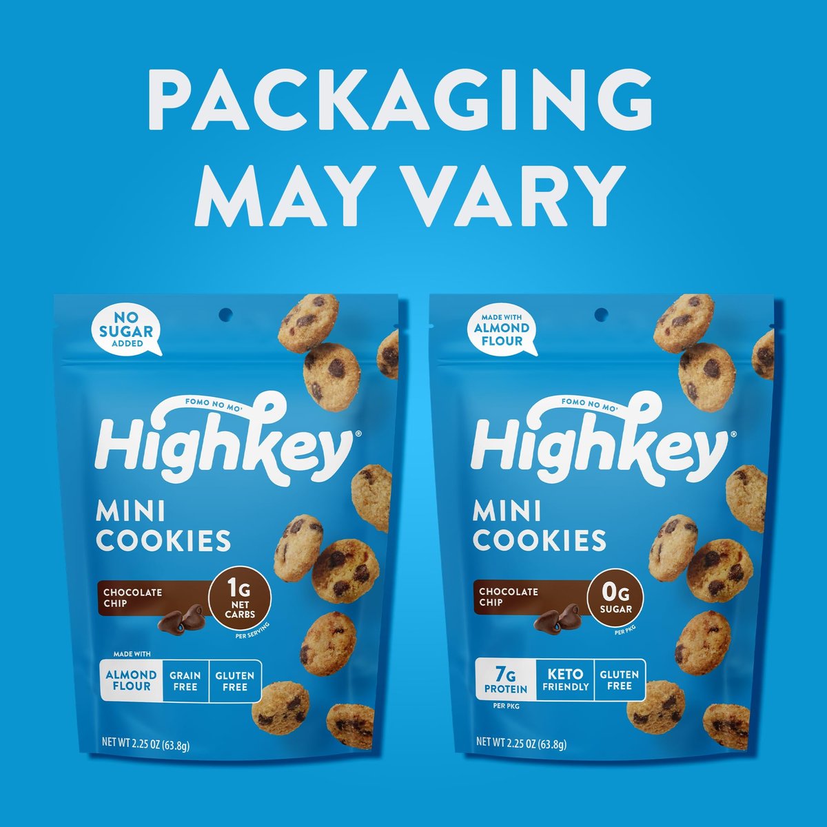 HighKey Keto Chocolate Chip Mini Cookies – Glutenfreie, zuckerfreie Kekse, kohlenhydratarmer Snack, proteinreicher, diabetikerfreundlicher, kalorienarmer Genuss, 3er-Pack