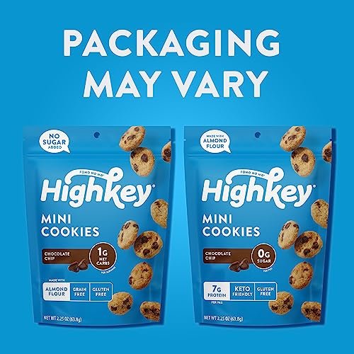 HighKey Keto Chocolate Chip Mini Cookies – Glutenfreie, zuckerfreie Kekse, kohlenhydratarmer Snack, proteinreicher, diabetikerfreundlicher, kalorienarmer Genuss, 3er-Pack