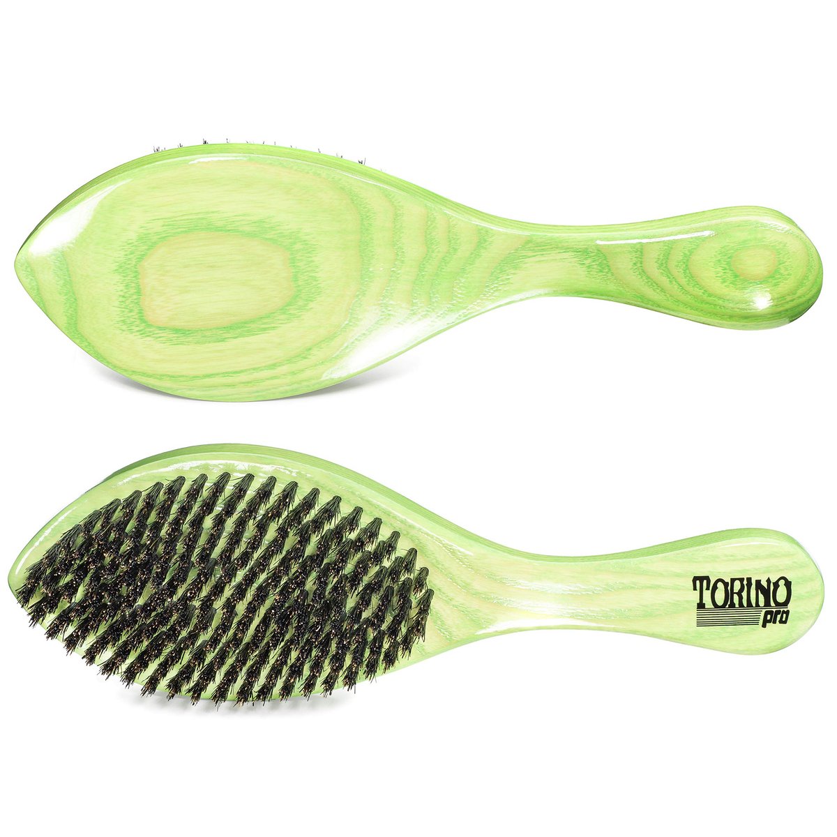 Torino Pro Medium Curved Wave Brush von Brush King #1960-360 – Gebogene Bürste mittlerer Größe – Extra feste mittlere Borsten mit wellenförmigem Griff – Für 360 Wellen – Ideal für grobes Haar