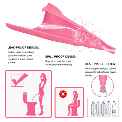 Sunany Urinal für Frauen, wiederverwendbarer Silikon-Pinkeltrichter – für sicheres Urinieren im Stehen, ideal für den Innenbereich (Pink)