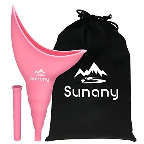 Sunany Urinal für Frauen, wiederverwendbarer Silikon-Pinkeltrichter – für sicheres Urinieren im Stehen, ideal für den Innenbereich (Pink)