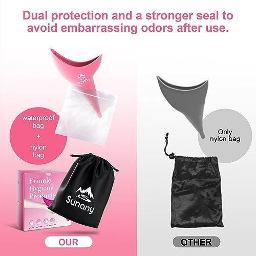 Sunany Urinal für Frauen, wiederverwendbarer Silikon-Pinkeltrichter – für sicheres Urinieren im Stehen, ideal für den Innenbereich (Pink)