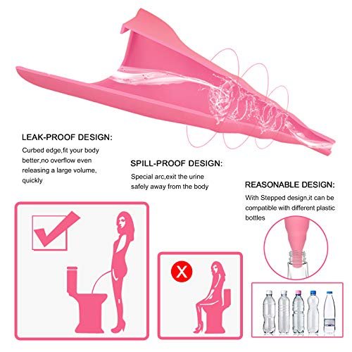 Sunany Urinal für Frauen, wiederverwendbarer Silikon-Pinkeltrichter – für sicheres Urinieren im Stehen, ideal für den Innenbereich (Pink)