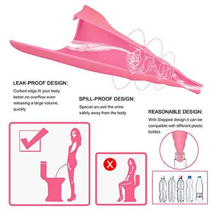 Sunany Urinal für Frauen, wiederverwendbarer Silikon-Pinkeltrichter – für sicheres Urinieren im Stehen, ideal für den Innenbereich (Pink)