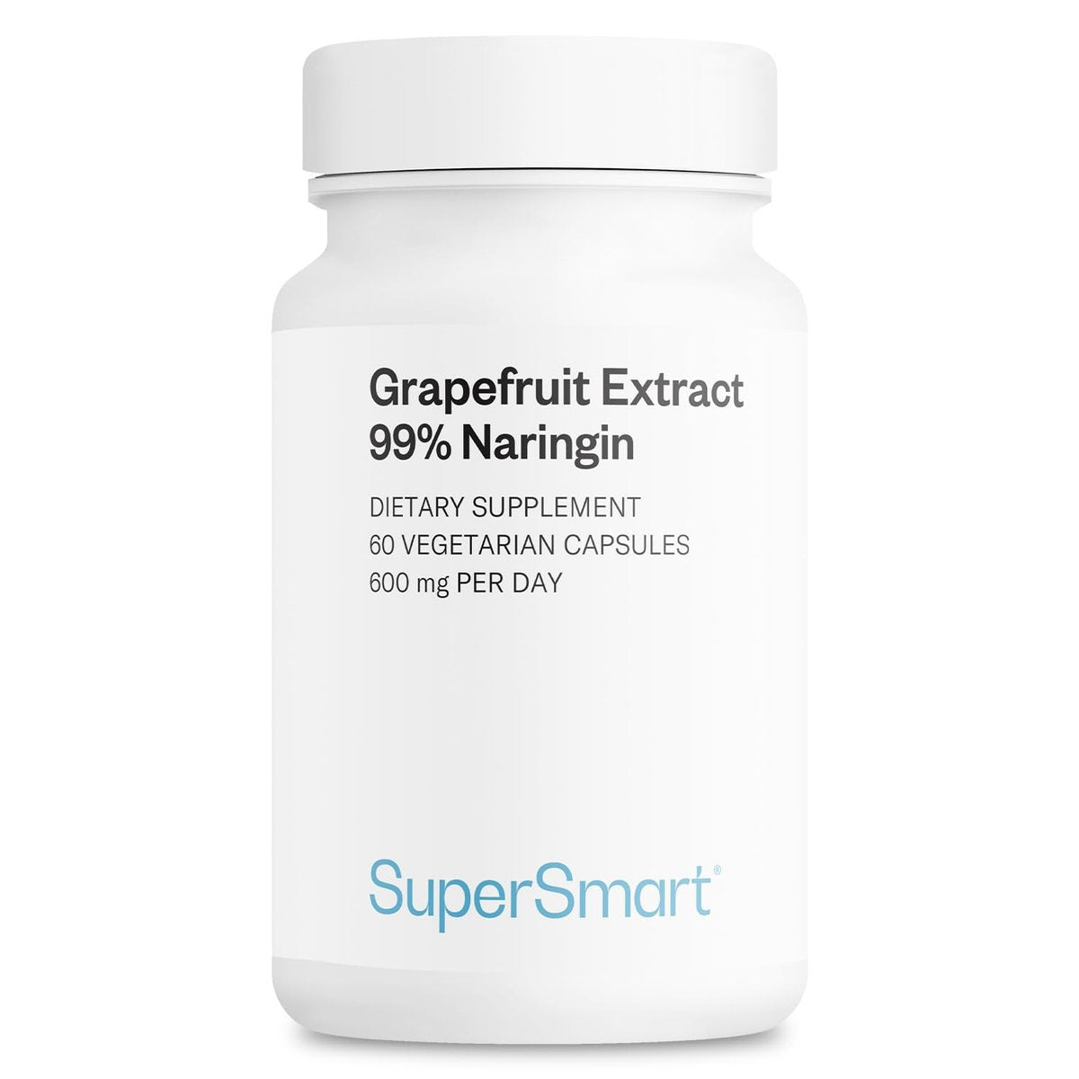 Supersmart Grapefruit Extrakt 600 mg pro Tag (99 % Naringin) - Hochdosiertes GSE Nahrungsergänzungsmittel | Non-GMO & Glutenfrei - 60 Vegane Kapseln