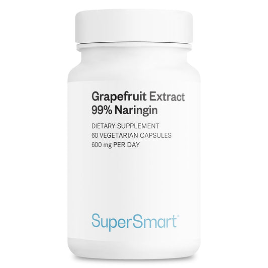 Supersmart Grapefruit Extrakt 600 mg pro Tag (99 % Naringin) - Hochdosiertes GSE Nahrungsergänzungsmittel | Non-GMO & Glutenfrei - 60 Vegane Kapseln