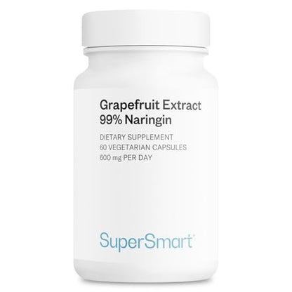Supersmart Grapefruit Extrakt 600 mg pro Tag (99 % Naringin) - Hochdosiertes GSE Nahrungsergänzungsmittel | Non-GMO & Glutenfrei - 60 Vegane Kapseln