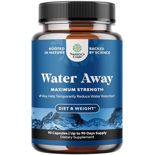 Water Away Kräuter-Diuretika Kapseln Hochdosiert – Entwässerungstabletten mit Löwenzahnblattextrakt & Grüntee gegen Wassereinlagerungen für Frauen & Männer – Linderung von Schwellungen in Beinen & Füßen – 90 Stück