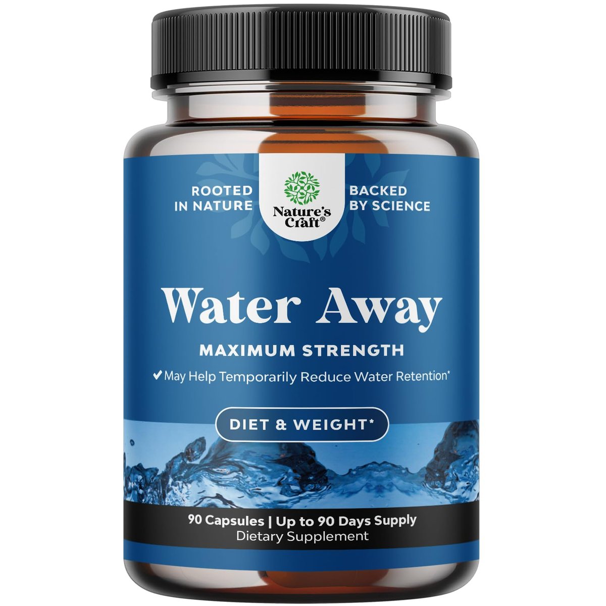 Water Away Kräuter-Diuretika Kapseln Hochdosiert – Entwässerungstabletten mit Löwenzahnblattextrakt & Grüntee gegen Wassereinlagerungen für Frauen & Männer – Linderung von Schwellungen in Beinen & Füßen – 90 Stück