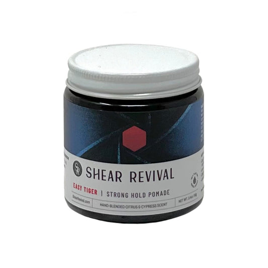 Shear Revival Easy Tiger Traditionelle Pomade für Männer & Frauen – Ölbasiert, Starker Halt, Neutraler Glanz für Kurzes bis Mittellanges Haar, Bändigt Fliegenhaare, 100% Natürliche Inhaltsstoffe, Zitrus- & Zypressenduft, 3,4 oz