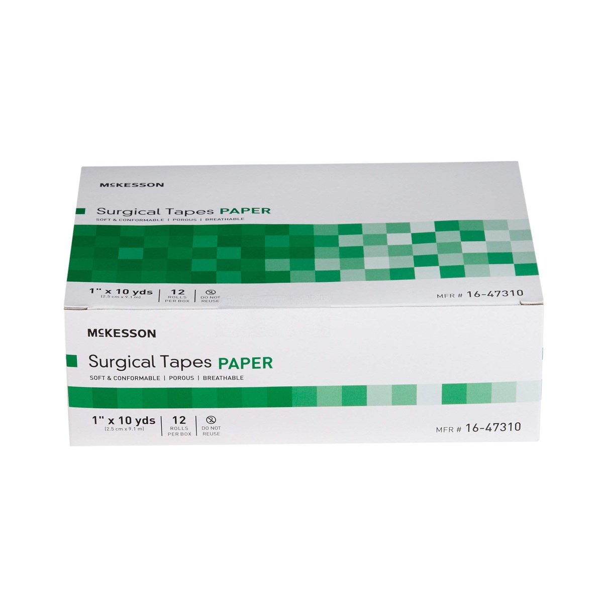 McKesson Chirurgisches Tape, unsteril, luftdurchlässig, Papier, 1 Zoll x 10 Yards, 12er Pack