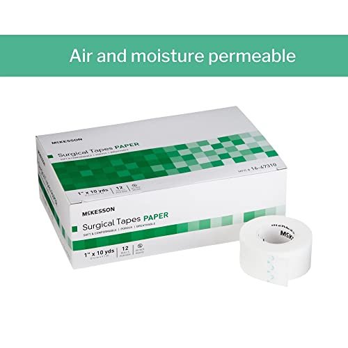 McKesson Chirurgisches Tape, unsteril, luftdurchlässig, Papier, 1 Zoll x 10 Yards, 12er Pack