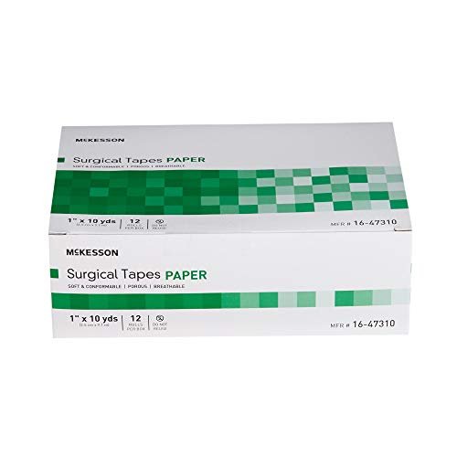 McKesson Chirurgisches Tape, unsteril, luftdurchlässig, Papier, 1 Zoll x 10 Yards, 12er Pack