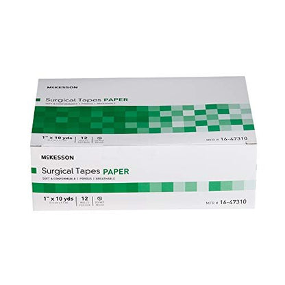 McKesson Chirurgisches Tape, unsteril, luftdurchlässig, Papier, 1 Zoll x 10 Yards, 12er Pack