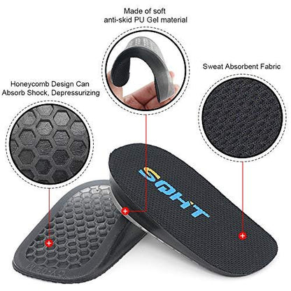 SQHT Höhenverstellbare Einlegesohle – Gel-Fersenpolster für Männer und Frauen (Groß, 1 Zoll Höhe)