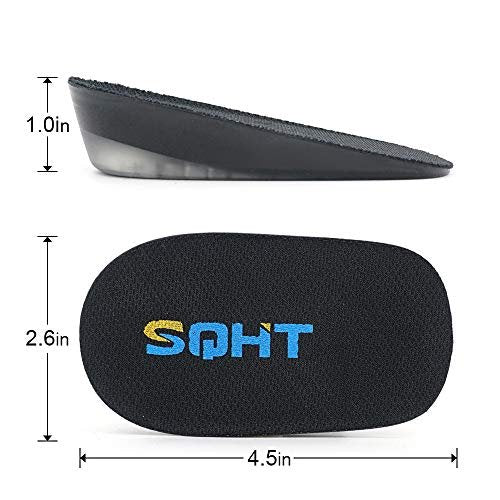 SQHT Höhenverstellbare Einlegesohle – Gel-Fersenpolster für Männer und Frauen (Groß, 1 Zoll Höhe)