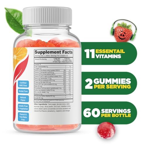 Doctors Finest Multivitamin Gummis für Kinder - Vegetarisch, GVO-frei & Glutenfrei - Leckere Fruchtgeschmack Pektin-Kaubonbons - 120 Stück