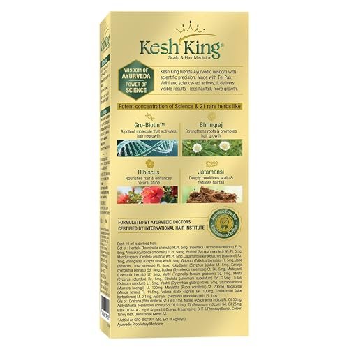 Kesh King Ayurvedisches Haaröl | Kräuteröl mit Bhringraj & Amla | Fördert Haarwachstum | Reduziert Haarausfall | Pflegt die Kopfhaut | Für langes & dickes Haar | 300 ml