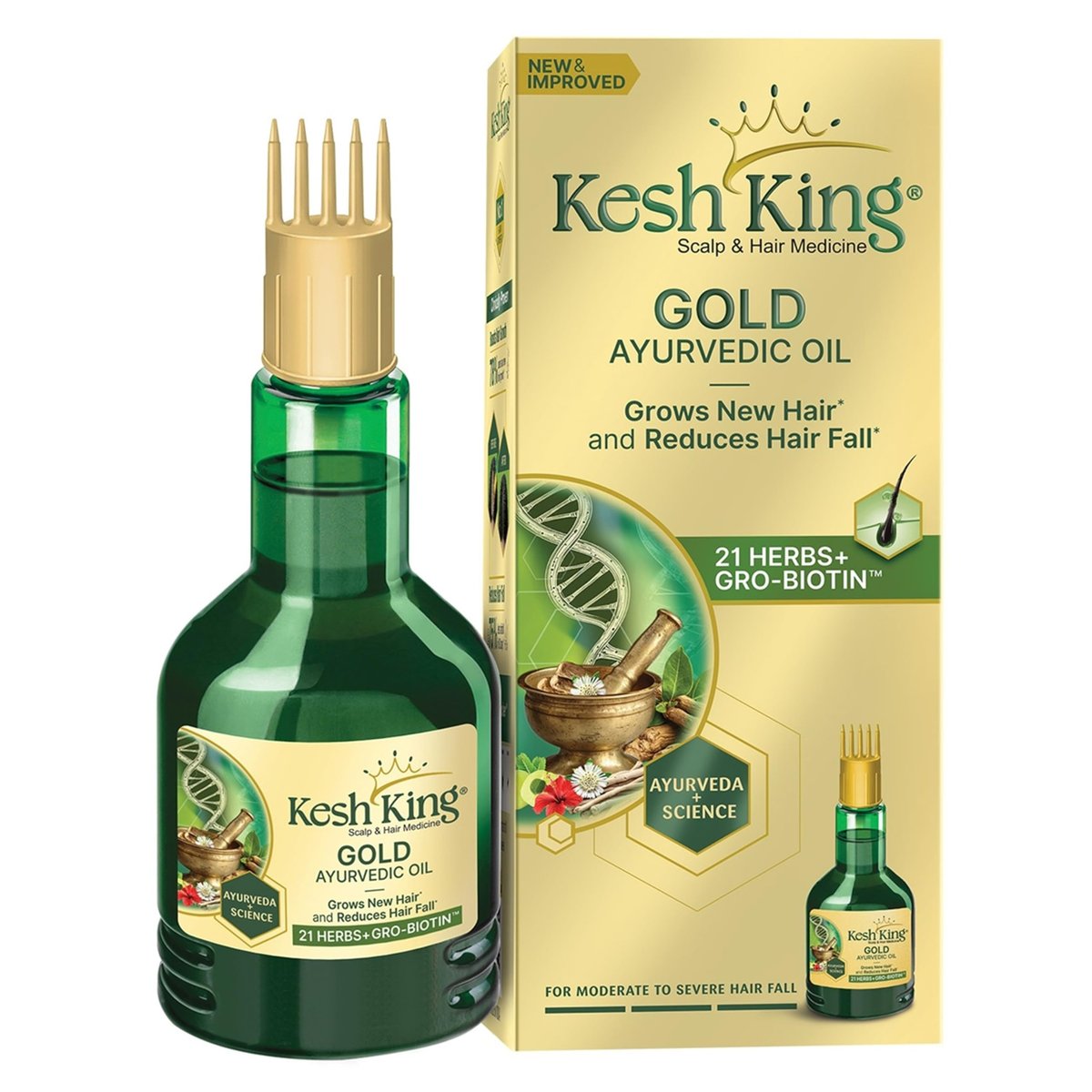 Kesh King Ayurvedisches Haaröl | Kräuteröl mit Bhringraj & Amla | Fördert Haarwachstum | Reduziert Haarausfall | Pflegt die Kopfhaut | Für langes & dickes Haar | 300 ml