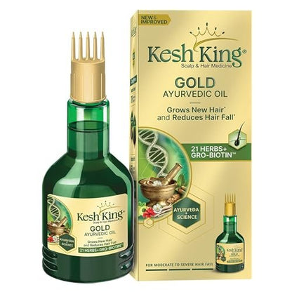 Kesh King Ayurvedisches Haaröl | Kräuteröl mit Bhringraj & Amla | Fördert Haarwachstum | Reduziert Haarausfall | Pflegt die Kopfhaut | Für langes & dickes Haar | 300 ml
