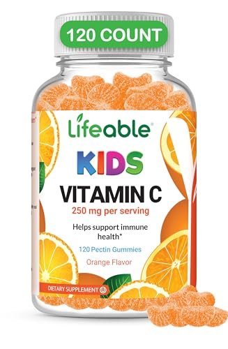 DOCTOR'S FINEST Vitamin C Gummies für Kinder - Vegan, GMO-frei & Glutenfrei - Leckerer Orangengeschmack - Pektin-Fruchtgummis - Nahrungsergänzung für Kinder - 250 mg Vitamin C - 120 Fruchtgummis [60 Portionen]