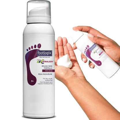 Footlogix Rough Skin Formula mit Spiraleen - Mousse für trockene, rissige Fersen und Füße, Fußpflege für Männer und Frauen, Behandlung trockener, rissiger Füße, 125 ml