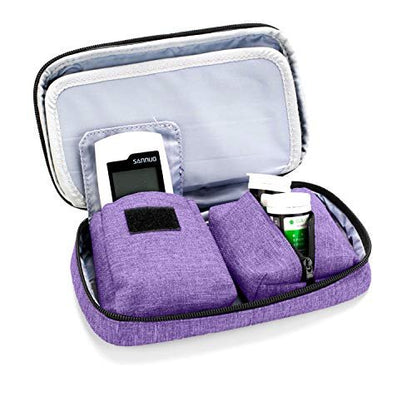 LUXJA Diabetiker-Reiseetui, Aufbewahrungstasche für Blutzuckermessgerät und Zubehör (nur Tasche), Lila