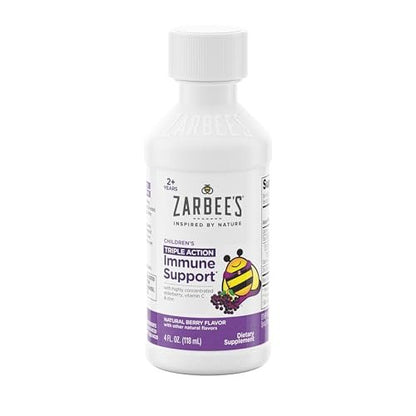 Zarbee's Holunderbeeren Sirup für Kinder – Tägliche Immununterstützung mit Vitamin C & Zink – Flüssiges Nahrungsergänzungsmittel für Kinder – Natürlicher Beerengeschmack – 118 ml