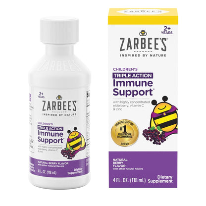 Zarbee's Holunderbeeren Sirup für Kinder – Tägliche Immununterstützung mit Vitamin C & Zink – Flüssiges Nahrungsergänzungsmittel für Kinder – Natürlicher Beerengeschmack – 118 ml