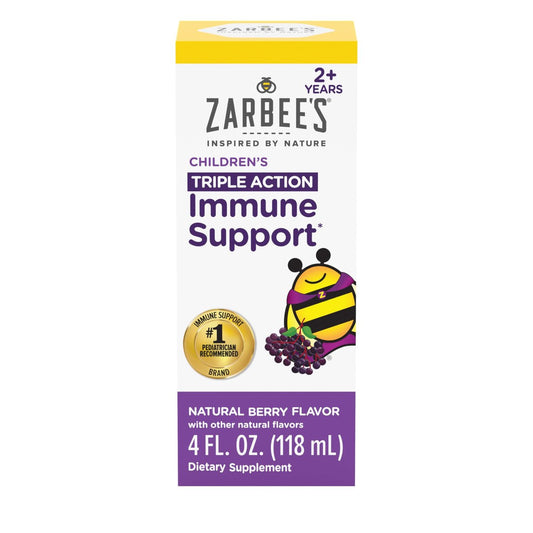 Zarbee's Holunderbeeren Sirup für Kinder – Tägliche Immununterstützung mit Vitamin C & Zink – Flüssiges Nahrungsergänzungsmittel für Kinder – Natürlicher Beerengeschmack – 118 ml