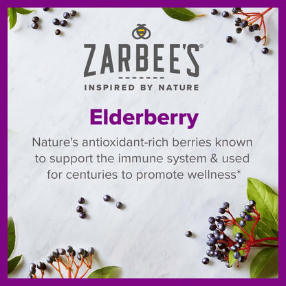 Zarbee's Flüssige Immununterstützung für Erwachsene – Hochkonzentrierter Holundersaft mit Vitamin C & Zink, Schwarzer Holundergeschmack, 237 ml