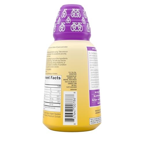 Zarbee's Flüssige Immununterstützung für Erwachsene – Hochkonzentrierter Holundersaft mit Vitamin C & Zink, Schwarzer Holundergeschmack, 237 ml