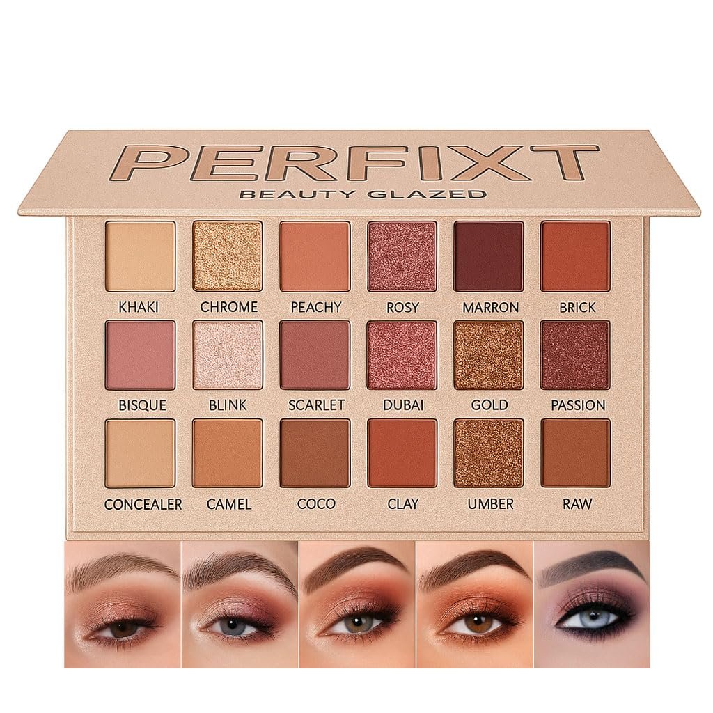 18 Farben Natürliche Lidschattenpalette – Sanfte Matte, Schimmer & Glitzer mit integriertem Concealer-Ton – Ultra-pigmentierte, verblendbare Mauve-Braun-Nude Lidschattenpalette, Creme-Lidschatten für ältere Frauen