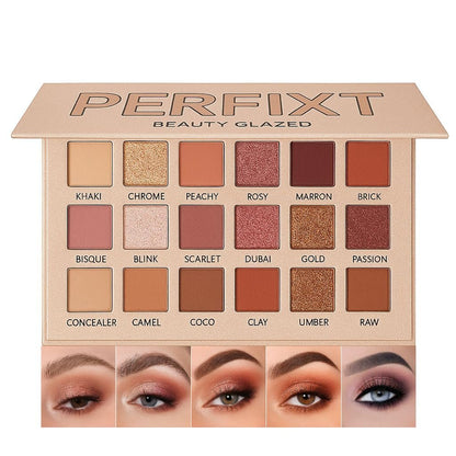 18 Farben Natürliche Lidschattenpalette – Sanfte Matte, Schimmer & Glitzer mit integriertem Concealer-Ton – Ultra-pigmentierte, verblendbare Mauve-Braun-Nude Lidschattenpalette, Creme-Lidschatten für ältere Frauen