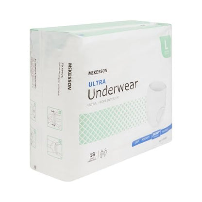 McKesson Ultra Erwachsenen-Inkontinenzunterwäsche, [18 Stück], Hohe Saugfähigkeit, Large, 44-58 Zoll, Unisex Blasenschutz, Hosenart mit Reißseiten, Unterstützung nach der Geburt und bei Inkontinenz