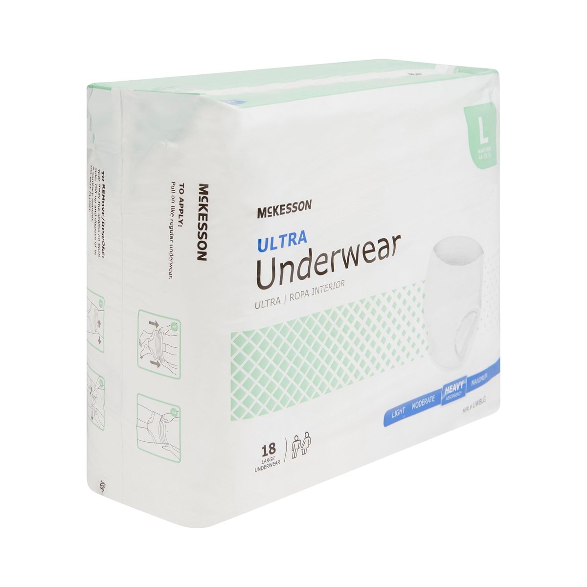 McKesson Ultra Erwachsenen-Inkontinenzunterwäsche, [18 Stück], Hohe Saugfähigkeit, Large, 44-58 Zoll, Unisex Blasenschutz, Hosenart mit Reißseiten, Unterstützung nach der Geburt und bei Inkontinenz