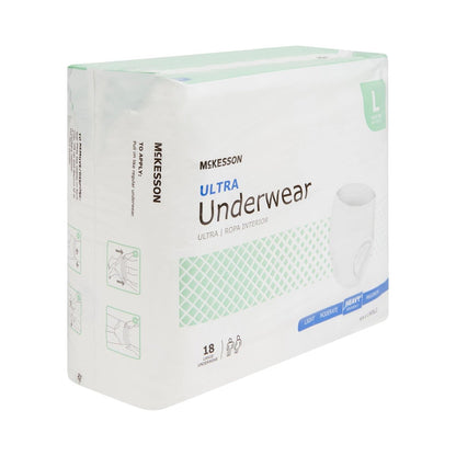 McKesson Ultra Erwachsenen-Inkontinenzunterwäsche, [18 Stück], Hohe Saugfähigkeit, Large, 44-58 Zoll, Unisex Blasenschutz, Hosenart mit Reißseiten, Unterstützung nach der Geburt und bei Inkontinenz