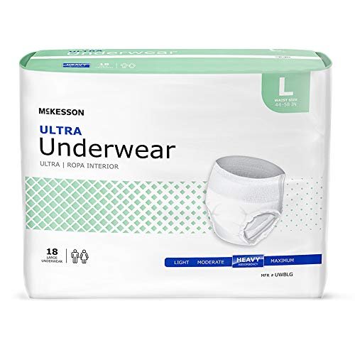 McKesson Ultra Erwachsenen-Inkontinenzunterwäsche, [18 Stück], Hohe Saugfähigkeit, Large, 44-58 Zoll, Unisex Blasenschutz, Hosenart mit Reißseiten, Unterstützung nach der Geburt und bei Inkontinenz