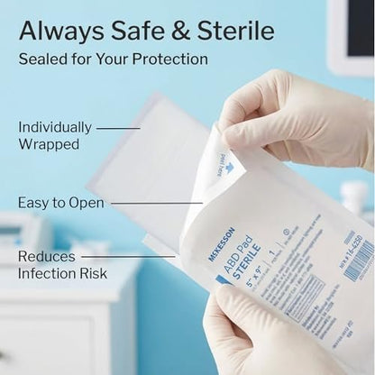 McKesson Sterile ABD-Pads | 20er-Pack, 12,7 x 22,9 cm | Extra saugfähig & dick, einzeln verpackte Wundauflage, Erste-Hilfe-Pads | Chirurgische Qualität, nicht haftend – bei starker Sekretion, postoperativ