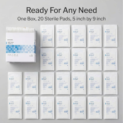 McKesson Sterile ABD-Pads | 20er-Pack, 12,7 x 22,9 cm | Extra saugfähig & dick, einzeln verpackte Wundauflage, Erste-Hilfe-Pads | Chirurgische Qualität, nicht haftend – bei starker Sekretion, postoperativ
