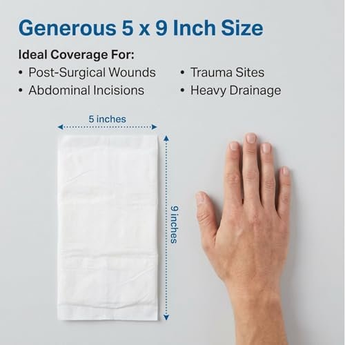 McKesson Sterile ABD-Pads | 20er-Pack, 12,7 x 22,9 cm | Extra saugfähig & dick, einzeln verpackte Wundauflage, Erste-Hilfe-Pads | Chirurgische Qualität, nicht haftend – bei starker Sekretion, postoperativ