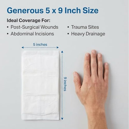 McKesson Sterile ABD-Pads | 20er-Pack, 12,7 x 22,9 cm | Extra saugfähig & dick, einzeln verpackte Wundauflage, Erste-Hilfe-Pads | Chirurgische Qualität, nicht haftend – bei starker Sekretion, postoperativ