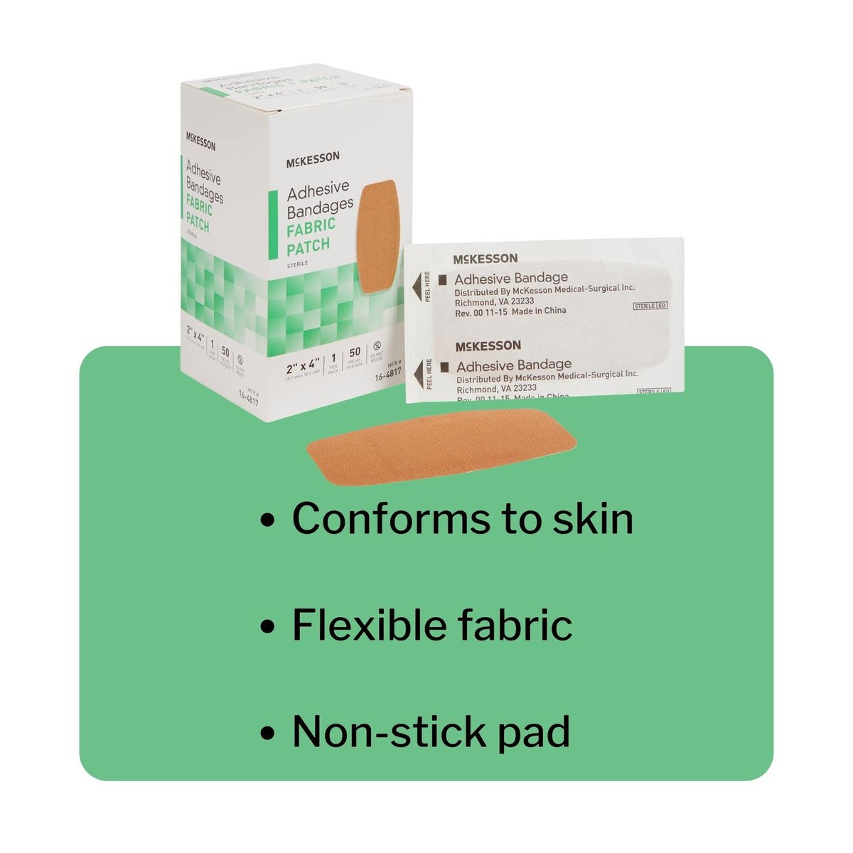 McKesson Pflaster, steril, Stoff, 5 x 10 cm, 50 Stück, 1 Packung