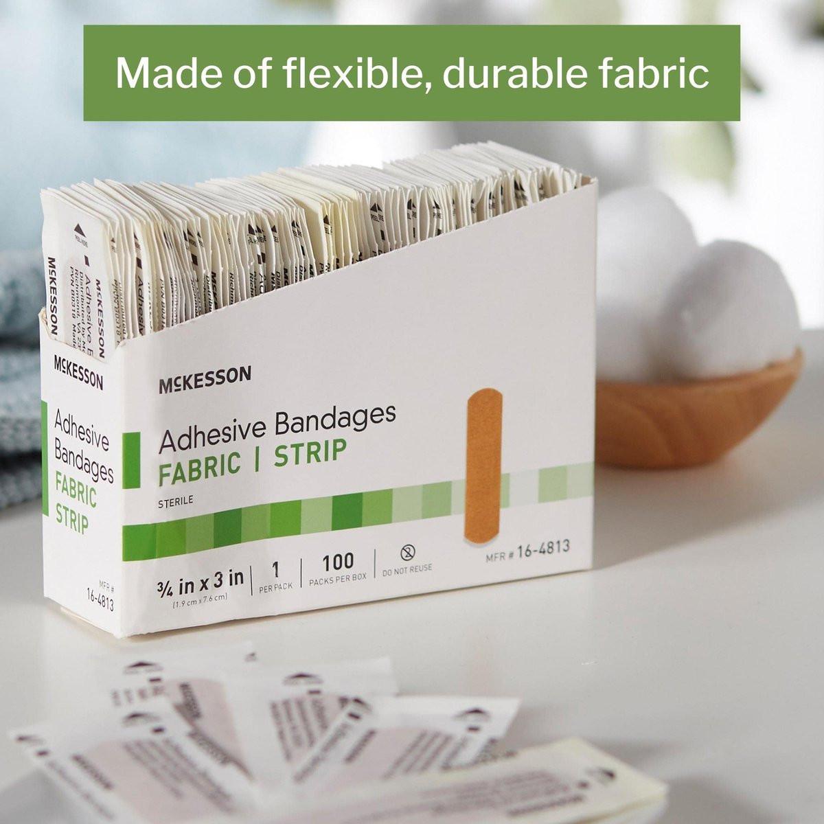 McKesson Pflaster, steril, Stoffstreifen, 1,9 cm x 7,6 cm, 100 Stück, 1 Packung