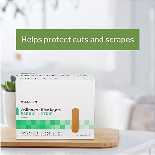 McKesson Pflaster, steril, Stoffstreifen, 1,9 cm x 7,6 cm, 100 Stück, 1 Packung