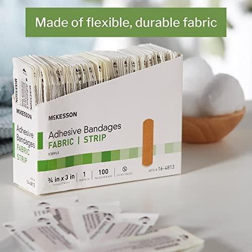 McKesson Pflaster, steril, Stoffstreifen, 1,9 cm x 7,6 cm, 100 Stück, 1 Packung