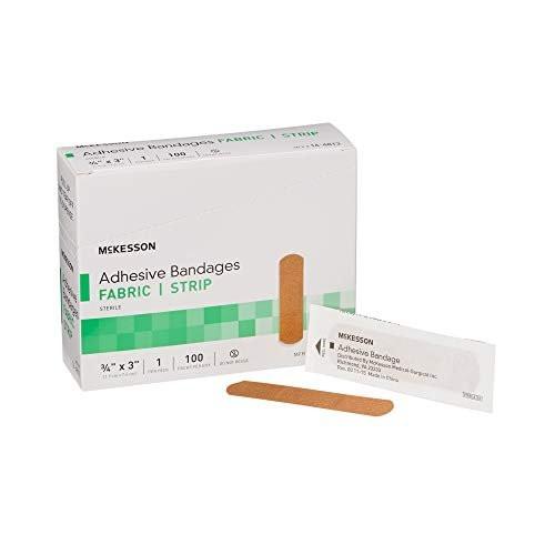 McKesson Pflaster, steril, Stoffstreifen, 1,9 cm x 7,6 cm, 100 Stück, 1 Packung
