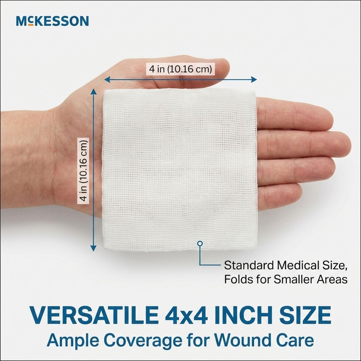 McKesson Sterile Mullkompressen 10x10 cm – 50 Stück (25 Beutel, 2 pro Beutel), 12-lagige 100% Baumwoll-Gazebinden, einzeln verpackt, hohe Saugfähigkeit für Wundversorgung, Verbände & Tamponade