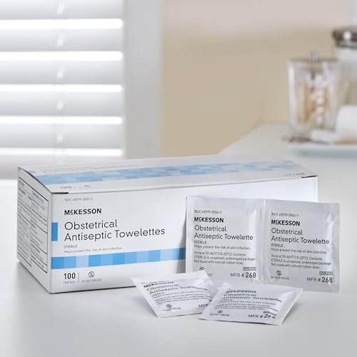 McKesson Geburtshilfliche Antiseptische Tücher, steril, einzeln verpackt, sauberer Duft, 100 Stück, 1 Packung